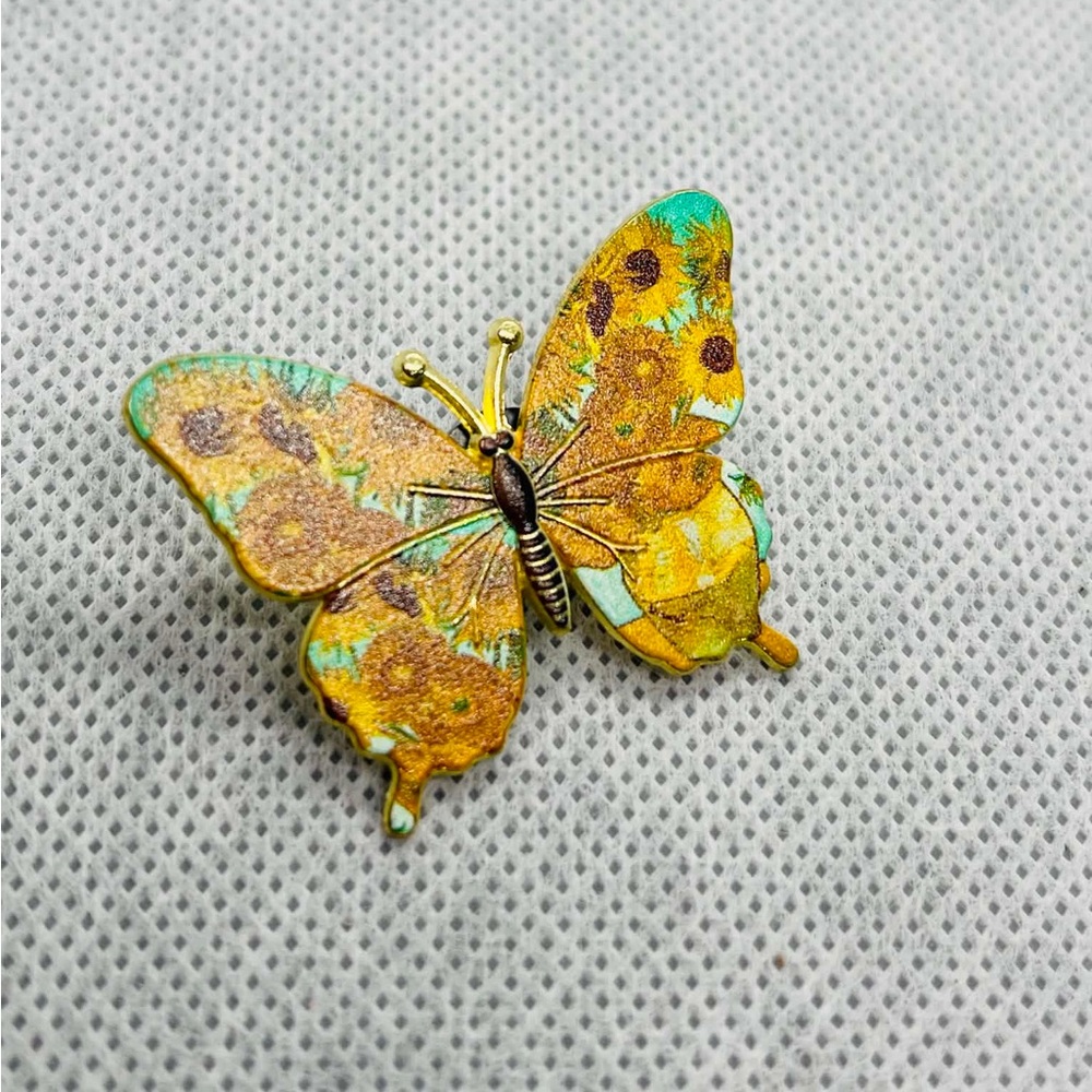 Butterfly Van Gogh art brooches